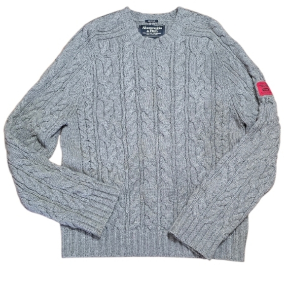 Abercrombie & Fitch Other - ​Vintage Y2K Abercrombie & Fitch Cable Knit Sweater Gray Crew Neck Pullover XL